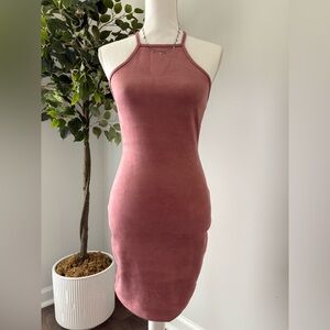 Elegant Pink Halter Dress